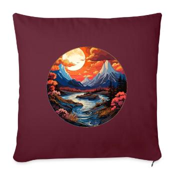 Paysage - Illustration - Housse de coussin décorative 45 x 45 cm - bordeaux - Devant