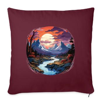 Paysage - Illustration - Housse de coussin décorative 45 x 45 cm - bordeaux - Devant
