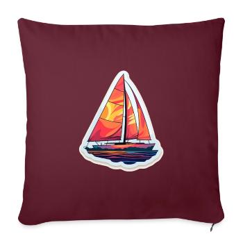 Segelboot - Illustration - Sofakissenbezug 45 x 45 cm - Burgunderrot - Vorne