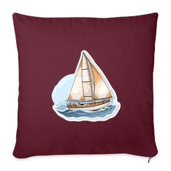 Segelboot - Illustration - Sofakissenbezug 45 x 45 cm - Burgunderrot - Vorne