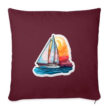Segelboot - Illustration - Sofakissenbezug 45 x 45 cm - Burgunderrot - Vorne