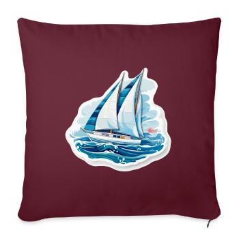 Segelboot - Illustration - Sofakissenbezug 45 x 45 cm - Burgunderrot - Vorne