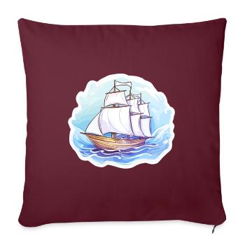 Segelboot - Illustration - Sofakissenbezug 45 x 45 cm - Burgunderrot - Vorne