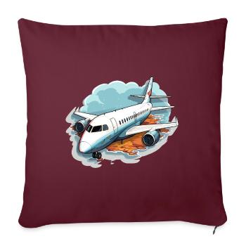 Avion - illustration - Housse de coussin décorative 45 x 45 cm - bordeaux - Devant