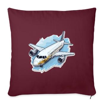 Avion - illustration - Housse de coussin décorative 45 x 45 cm - bordeaux - Devant