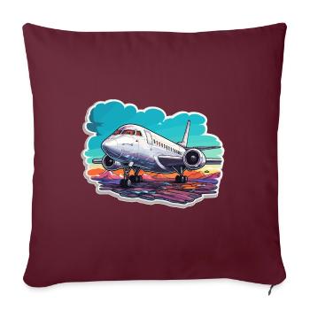 Avion - illustration - Housse de coussin décorative 45 x 45 cm - bordeaux - Devant