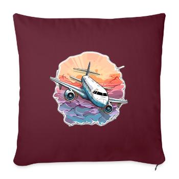 Avion - illustration - Housse de coussin décorative 45 x 45 cm - bordeaux - Devant