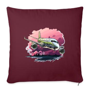Avion - illustration - Housse de coussin décorative 45 x 45 cm - bordeaux - Devant