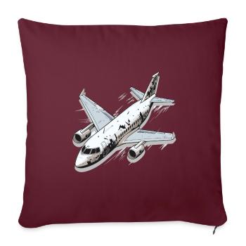 Avion - illustration - Housse de coussin décorative 45 x 45 cm - bordeaux - Devant