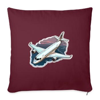 Avion - illustration - Housse de coussin décorative 45 x 45 cm - bordeaux - Devant