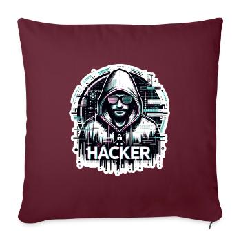 Hacker - Illustration - Housse de coussin décorative 45 x 45 cm - bordeaux - Devant