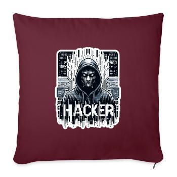 Hacker - Illustration - Housse de coussin décorative 45 x 45 cm - bordeaux - Devant