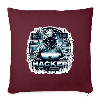 Hacker - Illustration - Housse de coussin décorative 45 x 45 cm - bordeaux - Devant