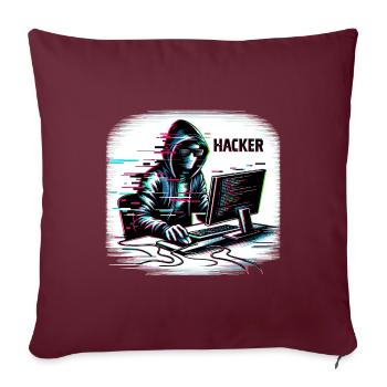 Hacker - Illustration - Housse de coussin décorative 45 x 45 cm - bordeaux - Devant