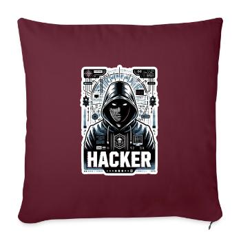 Hacker - Illustration - Housse de coussin décorative 45 x 45 cm - bordeaux - Devant