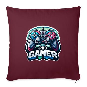 Pro Gamer - Illustration de la manette - Housse de coussin décorative 45 x 45 cm - bordeaux - Devant
