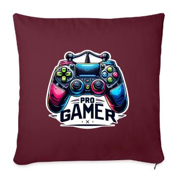 Pro Gamer - Illustration de la manette - Housse de coussin décorative 45 x 45 cm - bordeaux - Devant