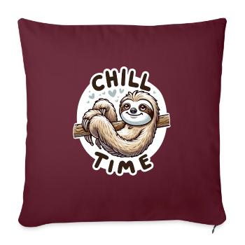 Chill Time - Illustration du paresseux - Housse de coussin décorative 45 x 45 cm - bordeaux - Devant