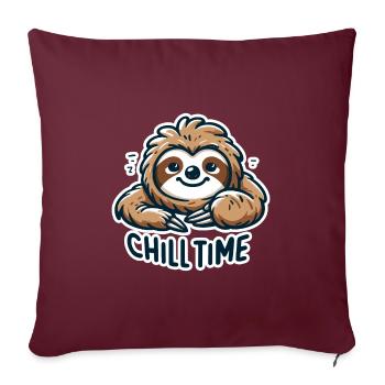 Chill Time - Illustration du paresseux - Housse de coussin décorative 45 x 45 cm - bordeaux - Devant