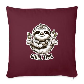 Chill Time - Illustration du paresseux - Housse de coussin décorative 45 x 45 cm - bordeaux - Devant