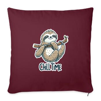 Chill Time - Illustration du paresseux - Housse de coussin décorative 45 x 45 cm - bordeaux - Devant
