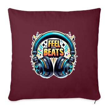 Ressentez les rythmes - Illustration d'un casque - Housse de coussin décorative 45 x 45 cm - bordeaux - Devant
