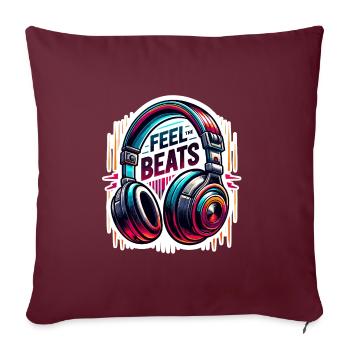 Ressentez les rythmes - Illustration d'un casque - Housse de coussin décorative 45 x 45 cm - bordeaux - Devant
