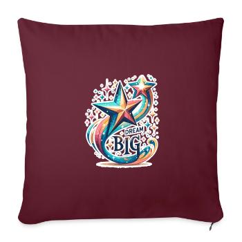 Rêvez grand - Illustration d’étoile filante - Housse de coussin décorative 45 x 45 cm - bordeaux - Devant