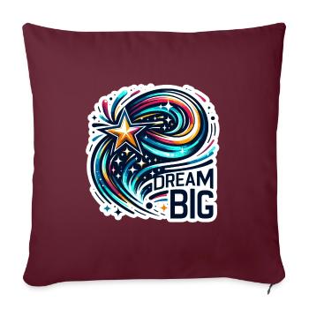 Rêvez grand - Illustration d’étoile filante - Housse de coussin décorative 45 x 45 cm - bordeaux - Devant
