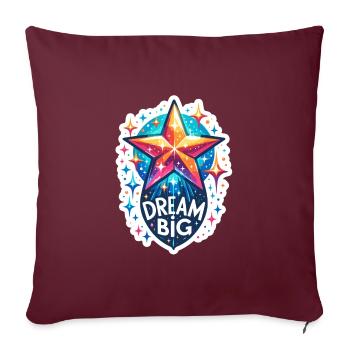 Rêvez grand - Illustration d’étoile filante - Housse de coussin décorative 45 x 45 cm - bordeaux - Devant