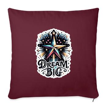 Rêvez grand - Illustration d’étoile filante - Housse de coussin décorative 45 x 45 cm - bordeaux - Devant