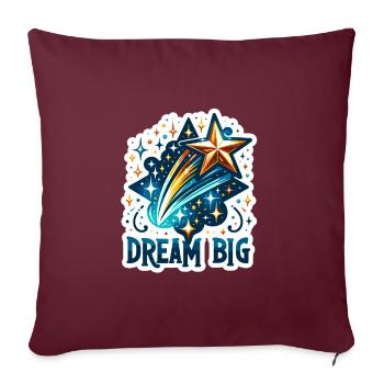 Rêvez grand - Illustration d’étoile filante - Housse de coussin décorative 45 x 45 cm - bordeaux - Devant