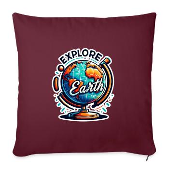 Explorez la Terre - Illustration de la Terre - Housse de coussin décorative 45 x 45 cm - bordeaux - Devant
