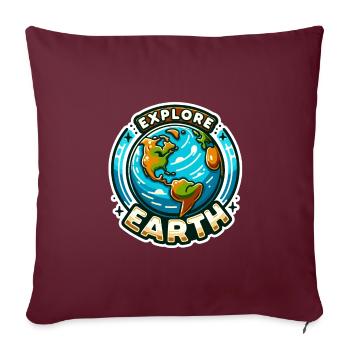 Explorez la Terre - Illustration de la Terre - Housse de coussin décorative 45 x 45 cm - bordeaux - Devant