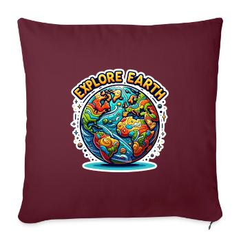 Explorez la Terre - Illustration de la Terre - Housse de coussin décorative 45 x 45 cm - bordeaux - Devant