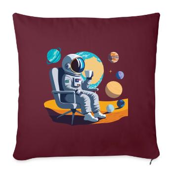Interstellare Kaffeepause - Sofakissenbezug 45 x 45 cm - Burgunderrot - Vorne