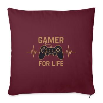 Gamer pour la vie - Housse de coussin décorative 45 x 45 cm - bordeaux - Devant