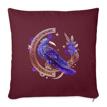 Mystische Krähe, Wicca, Morrigan, Keltisch, Vogel - Sofakissenbezug 45 x 45 cm - Burgunderrot - Vorne