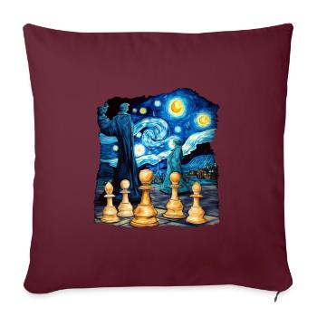 Mondschein-Schach - Sofakissenbezug 45 x 45 cm - Burgunderrot - Vorne