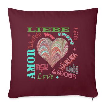 liebe mehrsprachig e 106 - Sofakissenbezug 45 x 45 cm - Burgunderrot - Vorne