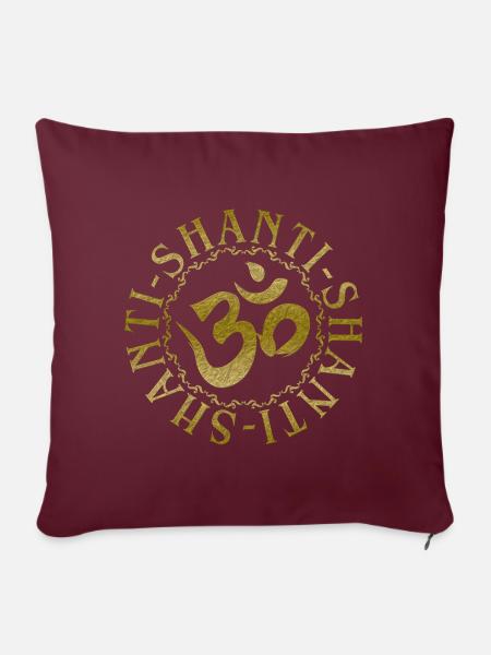 Calligraphy OM shanti shanti shanti - circle 3 - Sofakissenbezug 45 x 45 cm - Burgunderrot