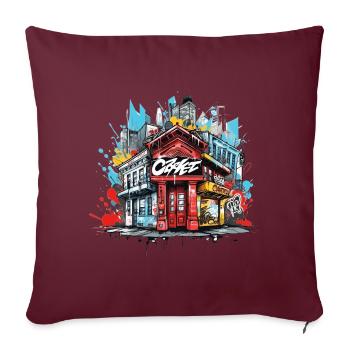Urban Vibes Capot abstrait Graffiti Design - Housse de coussin décorative 45 x 45 cm - bordeaux - Devant