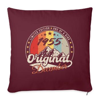 Vintage Cadeau D'anniversaire - Décembre 1955 - Housse de coussin décorative 45 x 45 cm - bordeaux - Devant