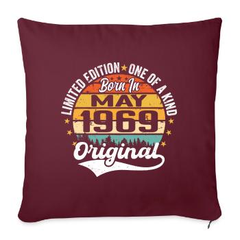 Cadeau d’anniversaire mai 1969 né en mai 1969 - Housse de coussin décorative 45 x 45 cm - bordeaux - Devant