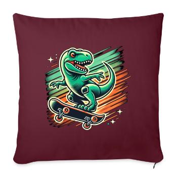 Dino-Skater: Extremer T-Rex - Sofakissenbezug 45 x 45 cm - Burgunderrot - Vorne