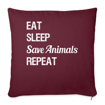 Eat Sleep Save Animals Repeat Go Vegan - Sofakissenbezug 45 x 45 cm - Burgunderrot - Vorne