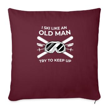 Je skie comme un vieil homme essaye de garder les sports d'hiver - Housse de coussin décorative 45 x 45 cm - bordeaux - Devant