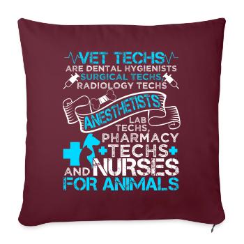Vet Tech Veterinary Technician Job Title - Housse de coussin décorative 45 x 45 cm - bordeaux - Devant