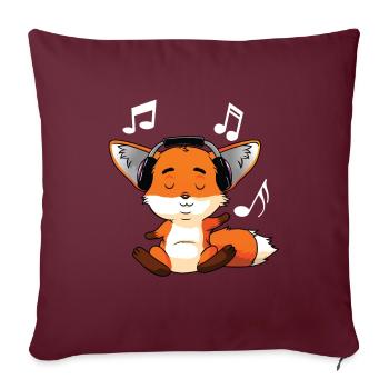 Fennek Fuchs liebt Musik - Sofakissenbezug 45 x 45 cm - Burgunderrot - Vorne