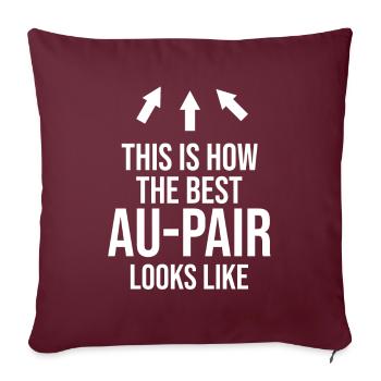 Au Pair Geschenk zum Abschied - Sofakissenbezug 45 x 45 cm - Burgunderrot - Vorne
